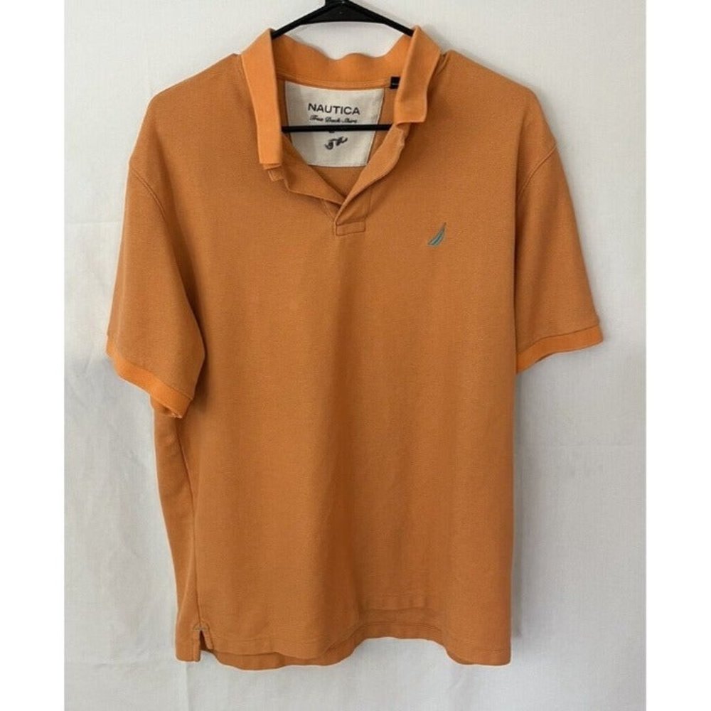 Nautica Polo Shirt Size Large Pale Orange True Deck Short Sleeve Adult Mens Top